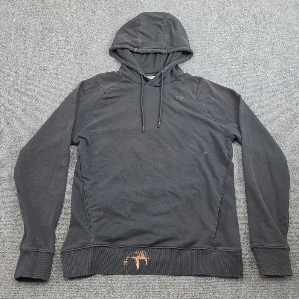 Gymshark Hoodie Pullover Men L Black Logo Activewear Gym Grunge Athletic Fitness